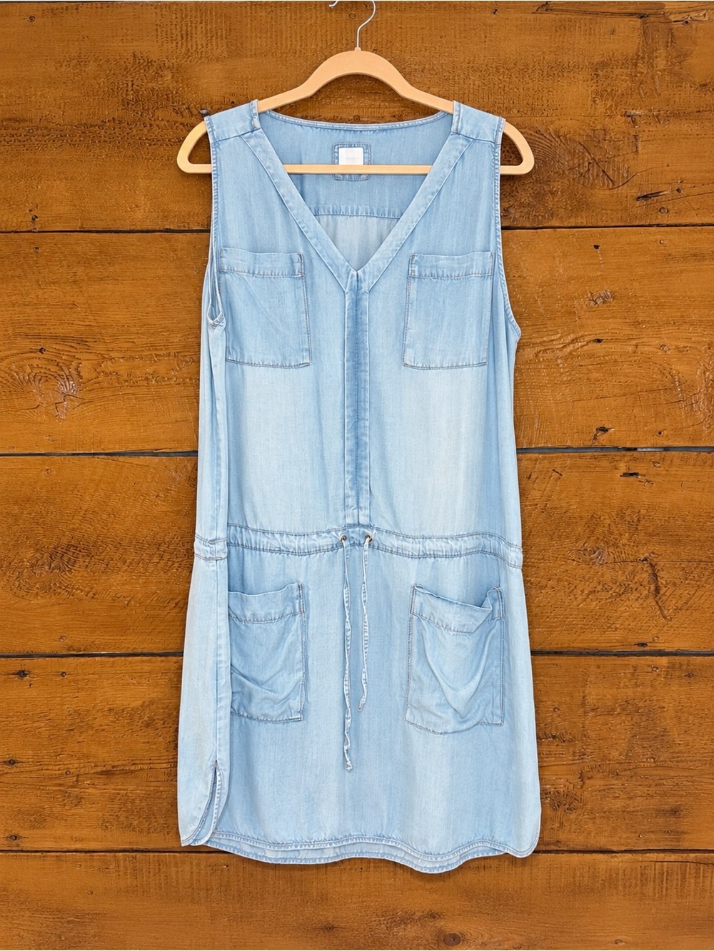 Promod Denim Collection Chambray Drawstring Utility Dress US 12